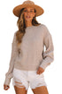Chunky Textured Knit Balloon Sleeve Crew Neck Sweater