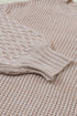Chunky Textured Knit Balloon Sleeve Crew Neck Sweater