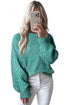 Chunky Textured Knit Balloon Sleeve Crew Neck Sweater