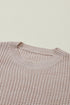 Chunky Textured Knit Balloon Sleeve Crew Neck Sweater