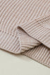 Chunky Textured Knit Balloon Sleeve Crew Neck Sweater
