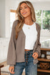 Chunky Textured Sleeve Button Front V Neck Knit Cardigan