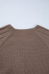 Chunky Textured Sleeve Button Front V Neck Knit Cardigan