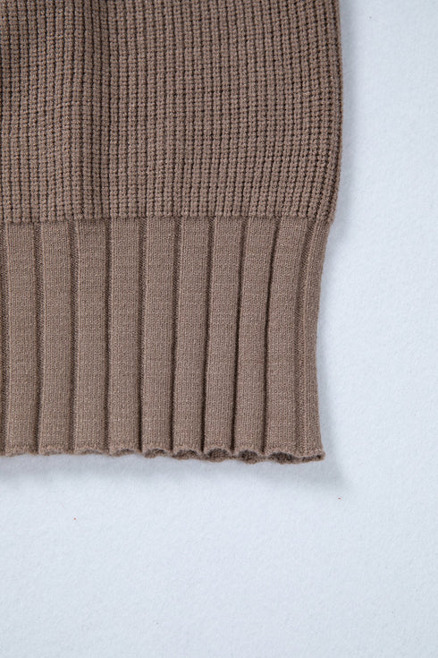 Chunky Textured Sleeve Button Front V Neck Knit Cardigan