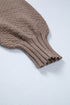 Chunky Textured Sleeve Button Front V Neck Knit Cardigan