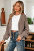 Chunky Textured Sleeve Button Front V Neck Knit Cardigan