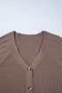 Chunky Textured Sleeve Button Front V Neck Knit Cardigan