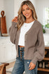Chunky Textured Sleeve Button Front V Neck Knit Cardigan