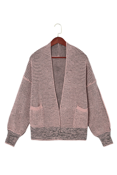 Chunky Waffle Knit Oversized Collar Cardigan