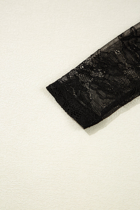 City Lights Sheer Lace Sleeve Square Neck Bodice Top