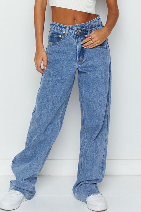 Cityscape Cool Mid Rise Relaxed Fit Wide Leg Denim Jeans