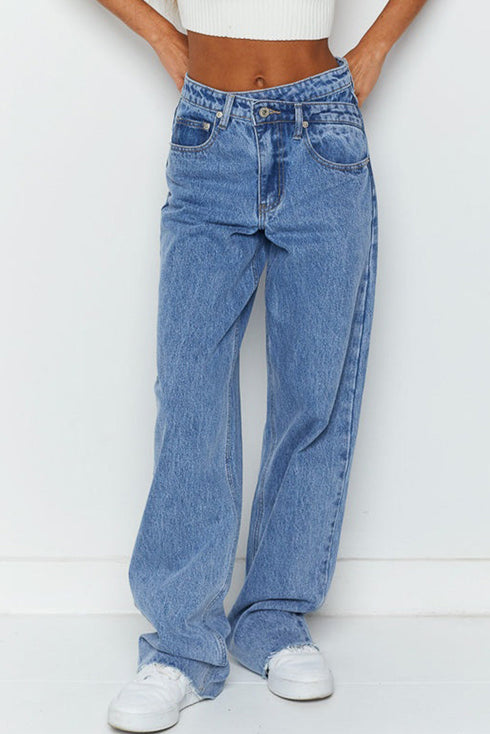 Cityscape Cool Mid Rise Relaxed Fit Wide Leg Denim Jeans