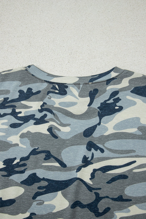 Classic Camouflage Print Short Sleeve Crew Neck Shirt