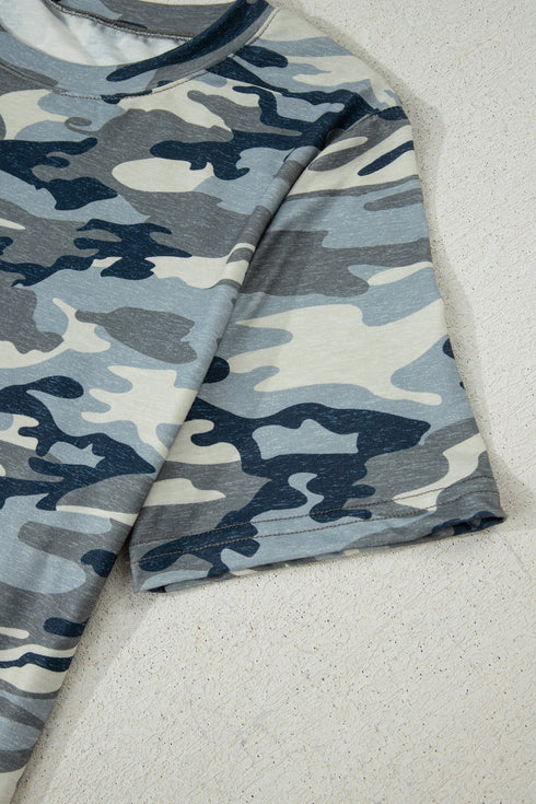 Classic Camouflage Print Short Sleeve Crew Neck Shirt