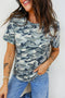 Classic Camouflage Print Short Sleeve Crew Neck Shirt