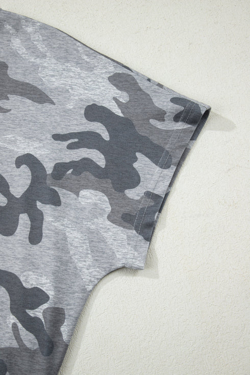 Classic Camouflage Print Short Sleeve Jersey T Shirt