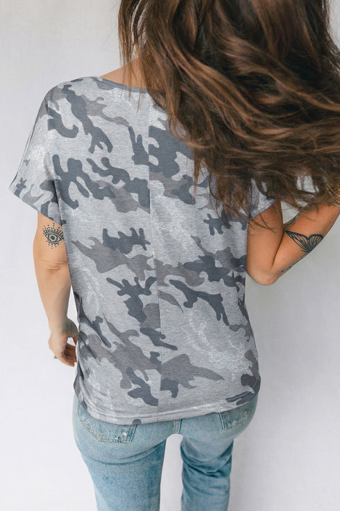 Classic Camouflage Print Short Sleeve Jersey T Shirt