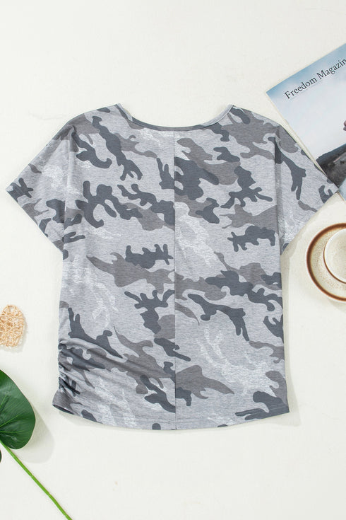 Classic Camouflage Print Short Sleeve Jersey T Shirt