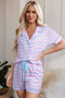 Classic Checkered Print Short Sleeve Knit Sleepwear Pajama Set