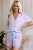 Classic Checkered Print Short Sleeve Knit Sleepwear Pajama Set