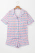Classic Checkered Print Short Sleeve Knit Sleepwear Pajama Set