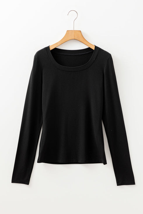 Classic Fitted Viscose Blend Long Sleeve Layering Top