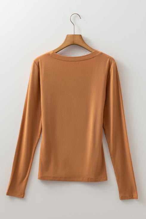 Classic Fitted Viscose Blend Long Sleeve Layering Top