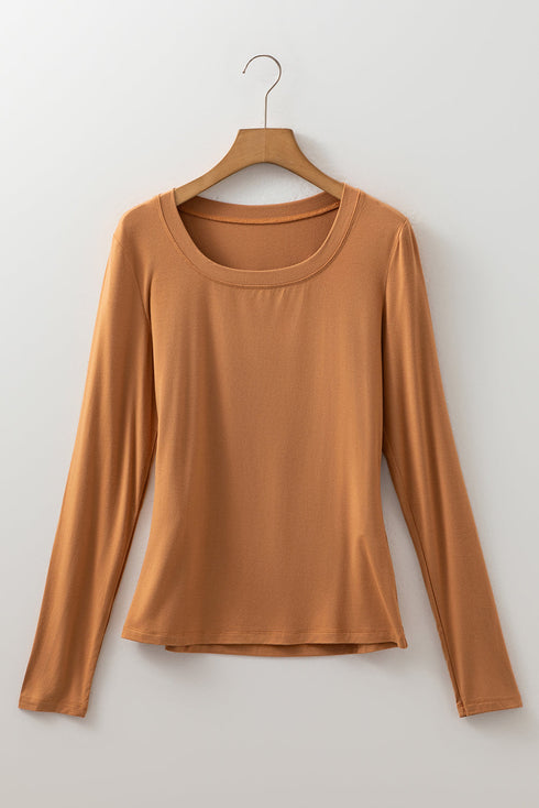 Classic Fitted Viscose Blend Long Sleeve Layering Top