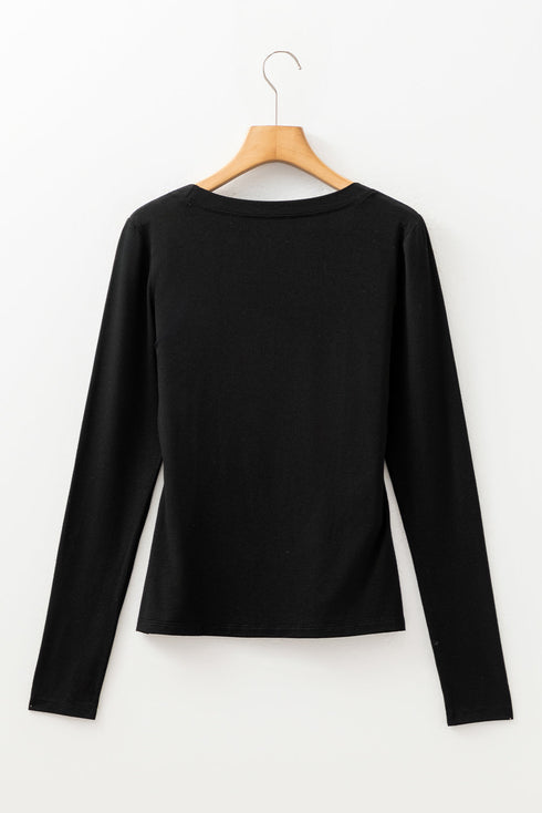 Classic Fitted Viscose Blend Long Sleeve Layering Top