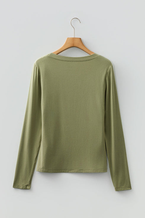 Classic Fitted Viscose Blend Long Sleeve Layering Top
