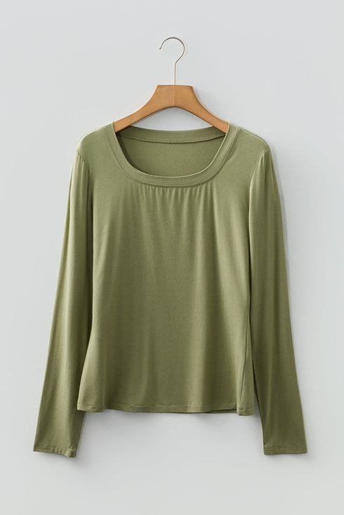 Classic Fitted Viscose Blend Long Sleeve Layering Top