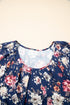 Classic Floral Print Gathered Scoop Neck Short Sleeve Top