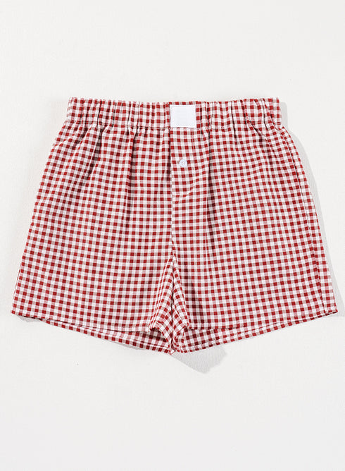 Classic Gingham Printed High Waist Casual Shorts