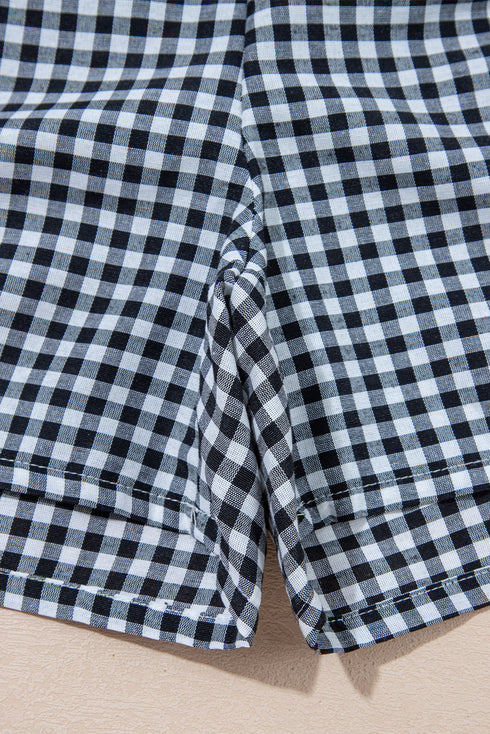 Classic Gingham Printed High Waist Casual Shorts
