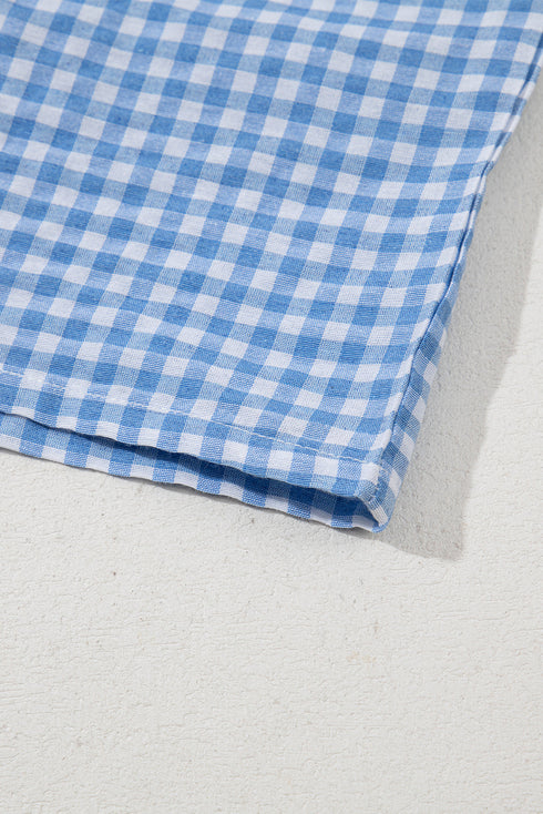 Classic Gingham Printed High Waist Casual Shorts