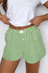 Classic Gingham Printed High Waist Casual Shorts