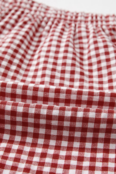 Classic Gingham Printed High Waist Casual Shorts