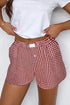 Classic Gingham Printed High Waist Casual Shorts