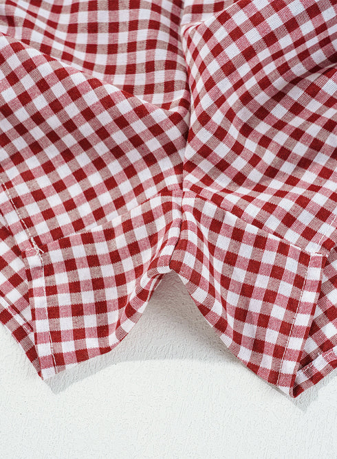 Classic Gingham Printed High Waist Casual Shorts
