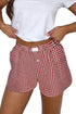 Classic Gingham Printed High Waist Casual Shorts