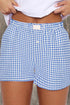 Classic Gingham Printed High Waist Casual Shorts
