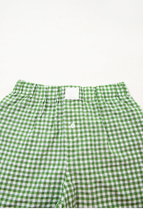 Classic Gingham Printed High Waist Casual Shorts