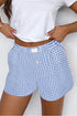 Classic Gingham Printed High Waist Casual Shorts