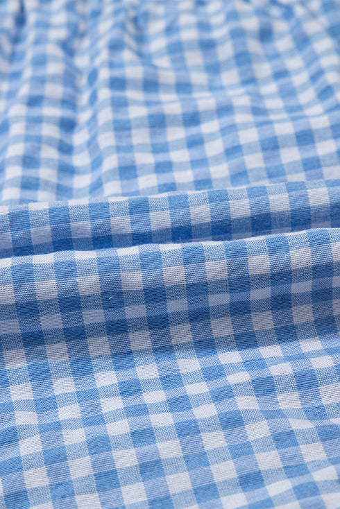 Classic Gingham Printed High Waist Casual Shorts