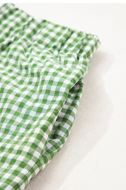 Classic Gingham Printed High Waist Casual Shorts