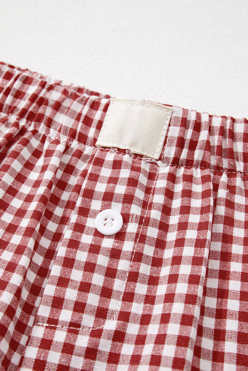 Classic Gingham Printed High Waist Casual Shorts