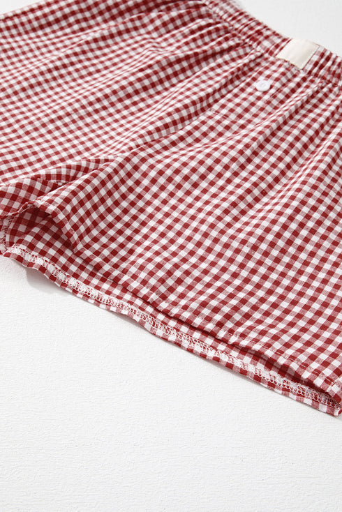 Classic Gingham Printed High Waist Casual Shorts