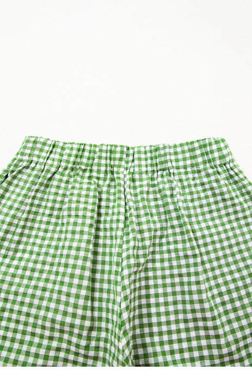 Classic Gingham Printed High Waist Casual Shorts