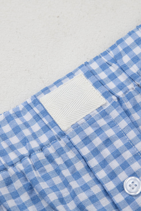 Classic Gingham Printed High Waist Casual Shorts