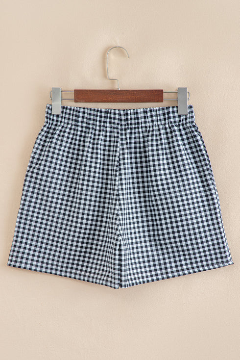Classic Gingham Printed High Waist Casual Shorts